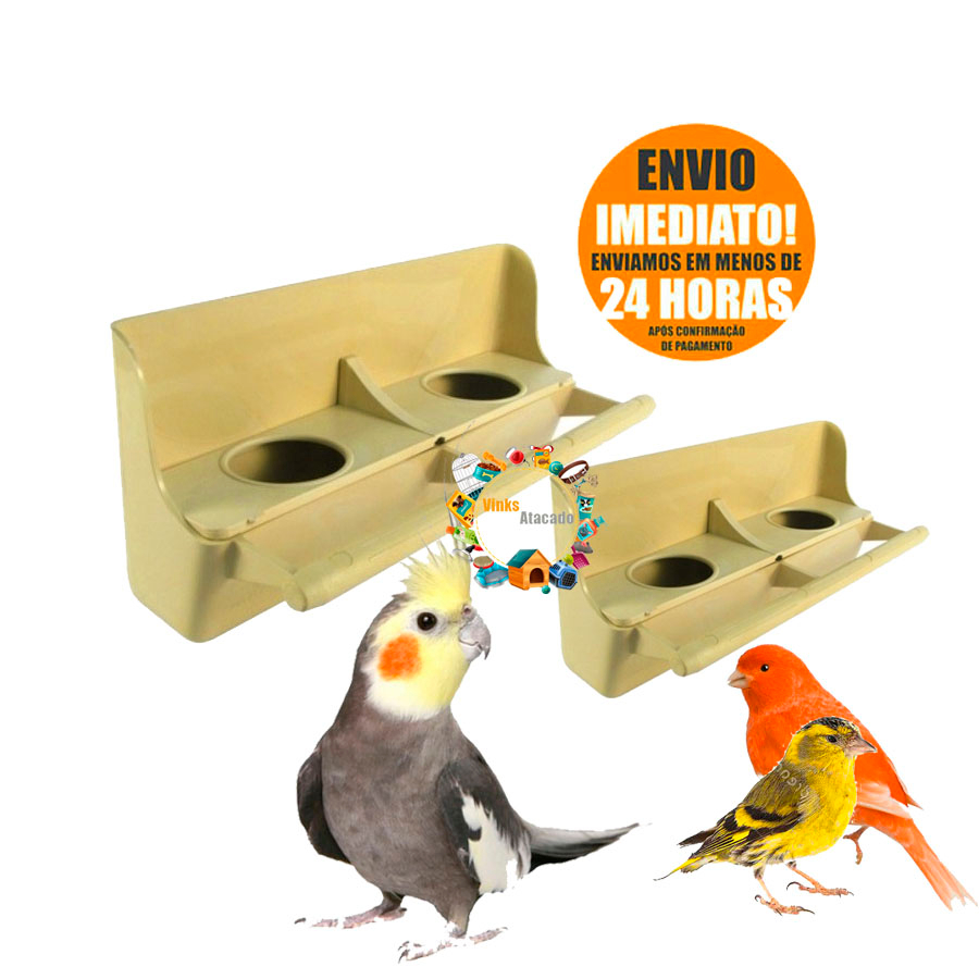 Comedouro Marfim Com Tampa - Excelente Para Passarinhos Canario Curio Pintassilgo Coleiro Passarinho em Oferta na Shopee