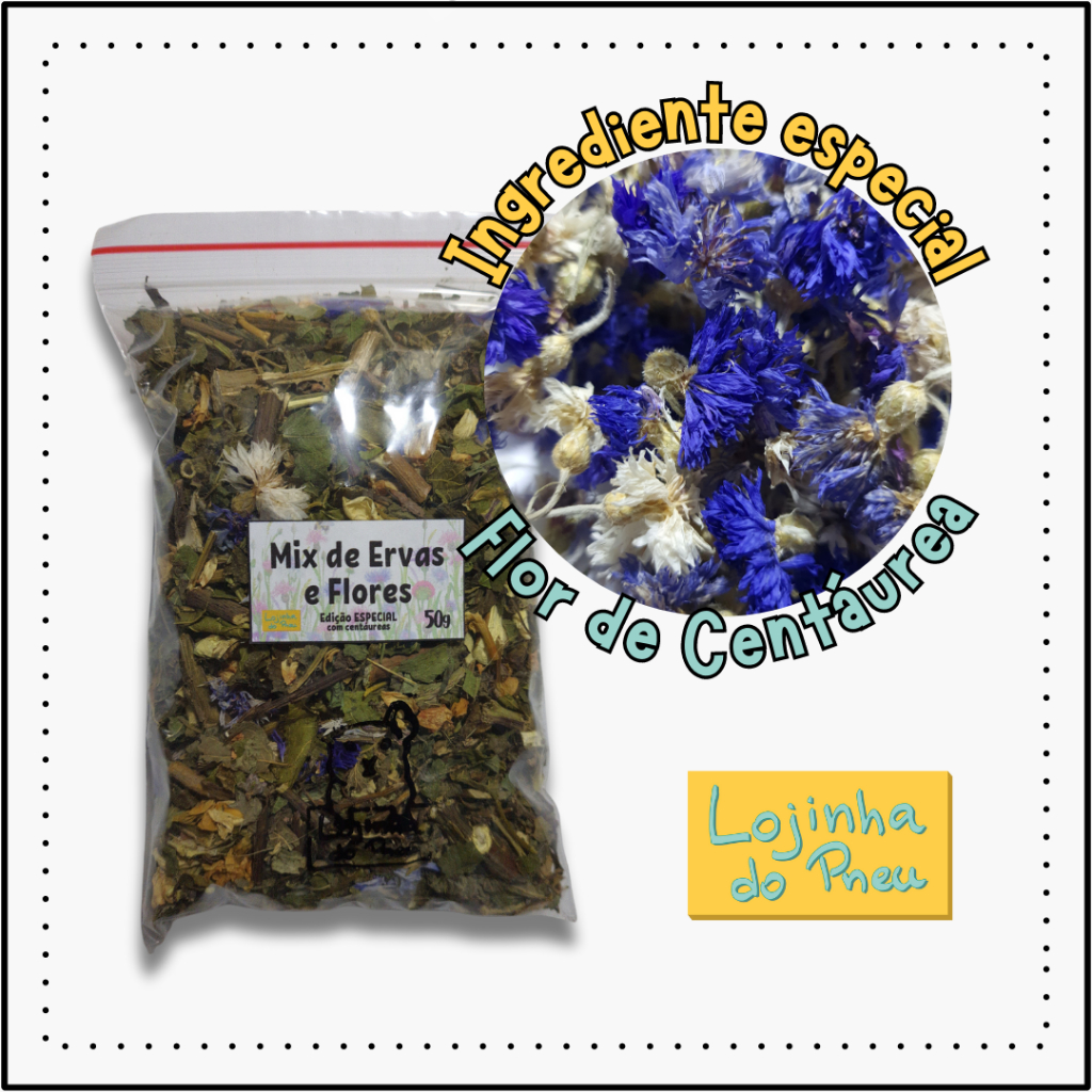 Mix de Ervas e Flores - Edição Especial com flores de centáurea/cornflower para hamster, gerbil, roedores