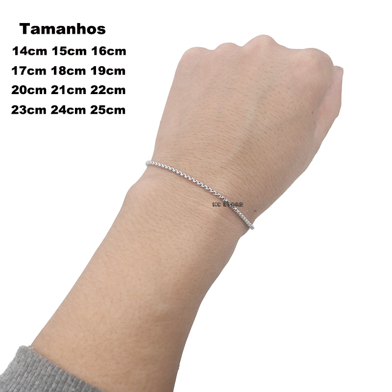 Pulseira Fino Banhado não escurece em aço inox antialérgico redondo masculino feminino infantil