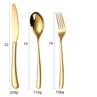 Kit 6 Colher Garfo Faca Inoxidável Mesa De Jantar Uso Do Partido Ouro Luxuoso em Oferta na Shopee