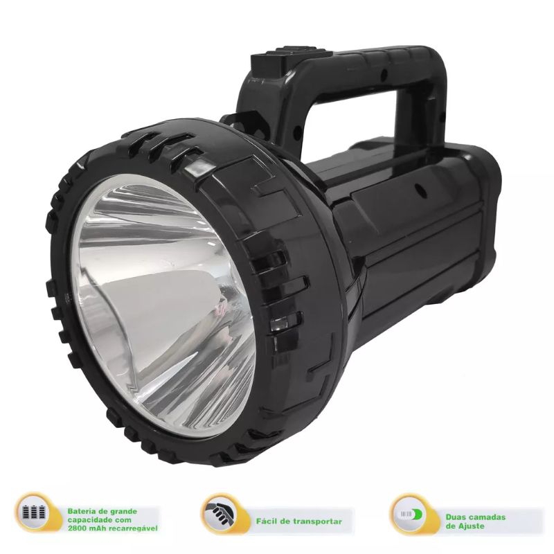 Lanterna Holofote Tatica de mao LED com alca Recarregavel DP-7045B