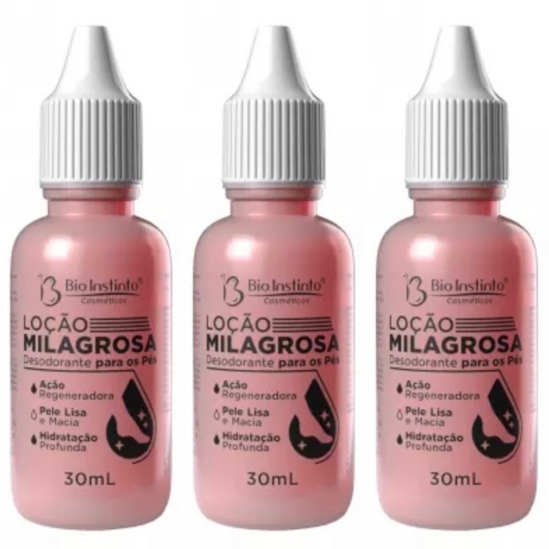kit 3 Hidratante Loção Milagrosa Desodorante Pés e Mãos 30ml - Bio instinto