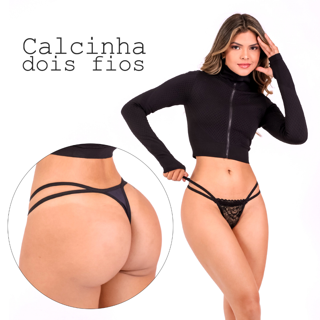 Calcinha Dois Fios Strappy Tirinhas Sensual Renda Fio Dental Fábrica