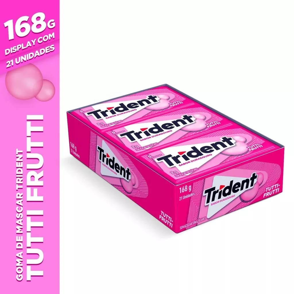 Caixa Chiclete Sabor Tutti Frutti caixa com 21 unidades de 8g - Trident