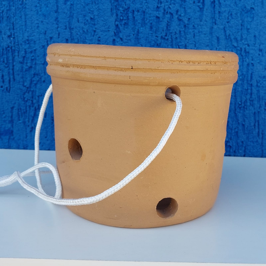 Vaso Orquidario com Corda Barro ceramica