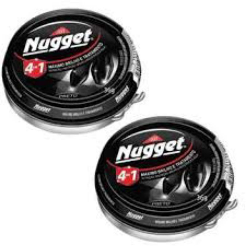2x Graxa para Sapato em Pasta Preta Nugget Lata 36g