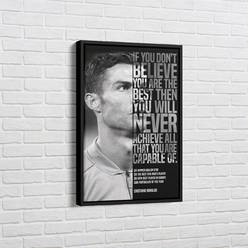 Quadro Decorativo Cristiano Ronaldo Frase Motivacional Quadro Cr7 Moderno Elegante Grande Para Sala em Oferta na Shopee