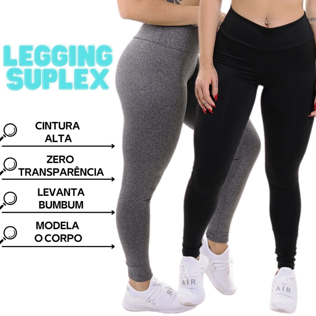 Calça Legging Feminina Cintura Alta Leg Suplex Grossa Academia Levanta Bumbum