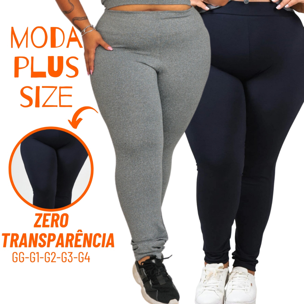 Calça Legging Plus Size Leg Suplex Grossa Zero Transparência Costura Reforçada Cintura Alt...