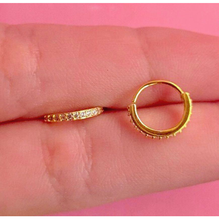 Piercing  Aço Cirúrgico Argola Cravejada Com Pedras De Zirconia Para Nariz, Tragus ou Cartilagem