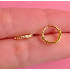 Piercing Aço Cirúrgico Argola Cravejada Com Pedras De Zirconia Para Nariz, Tragus ou Cartilagem