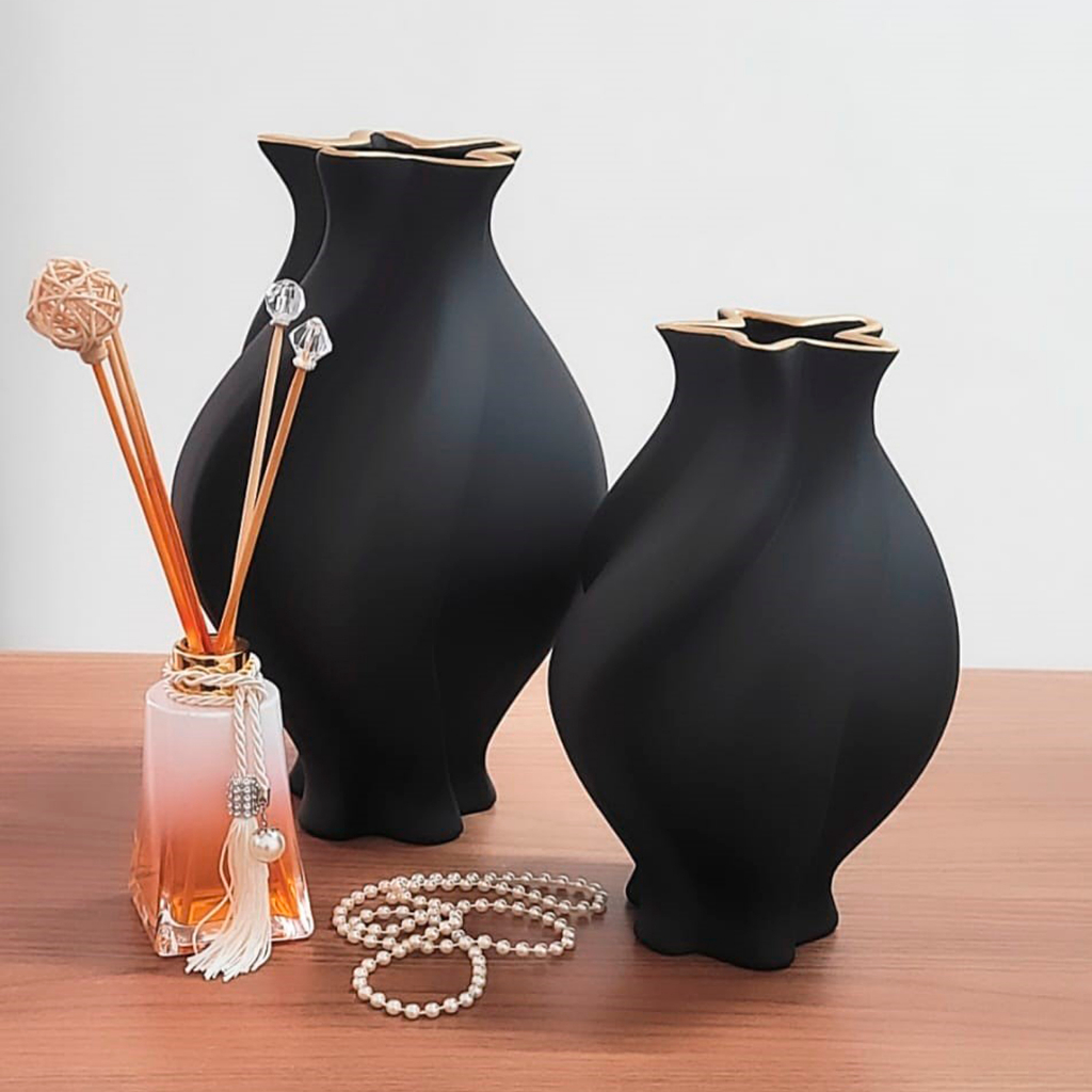 Kit 2 Peças Vasos Decorativo Grande para Sala Conjunto Objeto Decorativo Cerâmica Decoração Enfeite Rack vasos centro de mesa e Dupla de vas