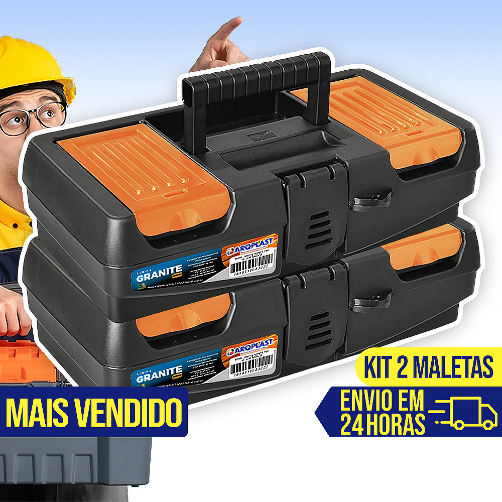 Kit 2 Maleta Caixa de Ferramentas Plástica Maletas Grande Pesca Organizador Resistente em Oferta na Shopee