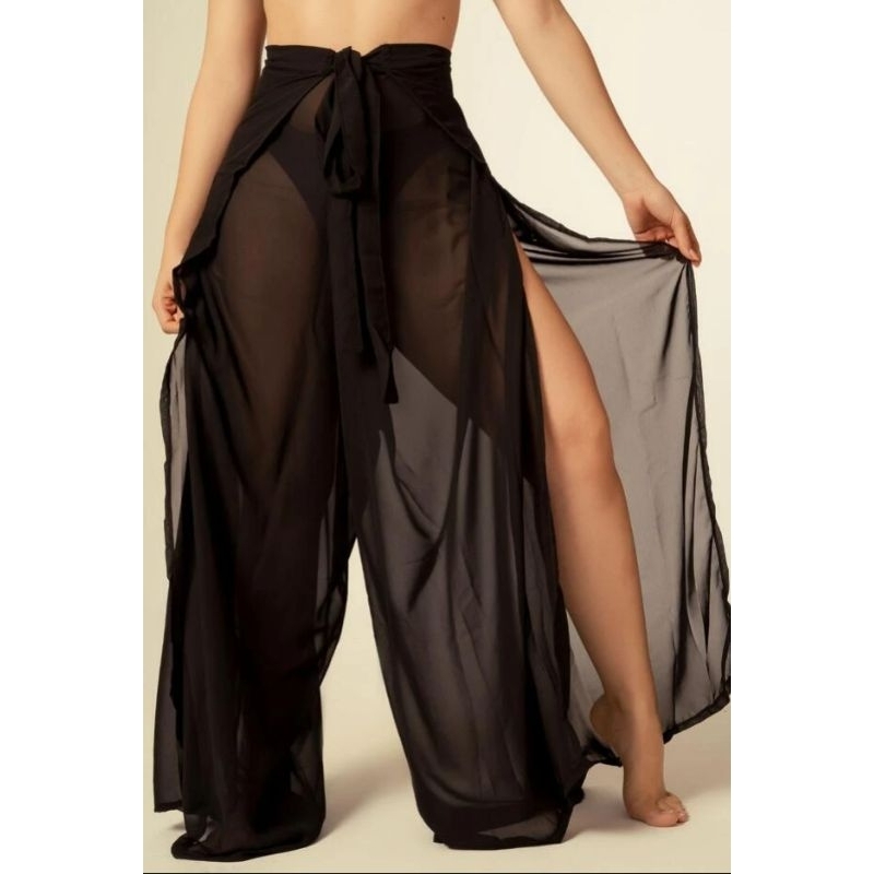 saida de Praia calça transpassada transparente sexy