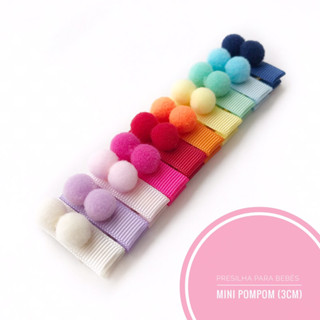 Mini presilha (3cm) para bebês - Pompom (presilha forrada e com borrachinha antideslizante)