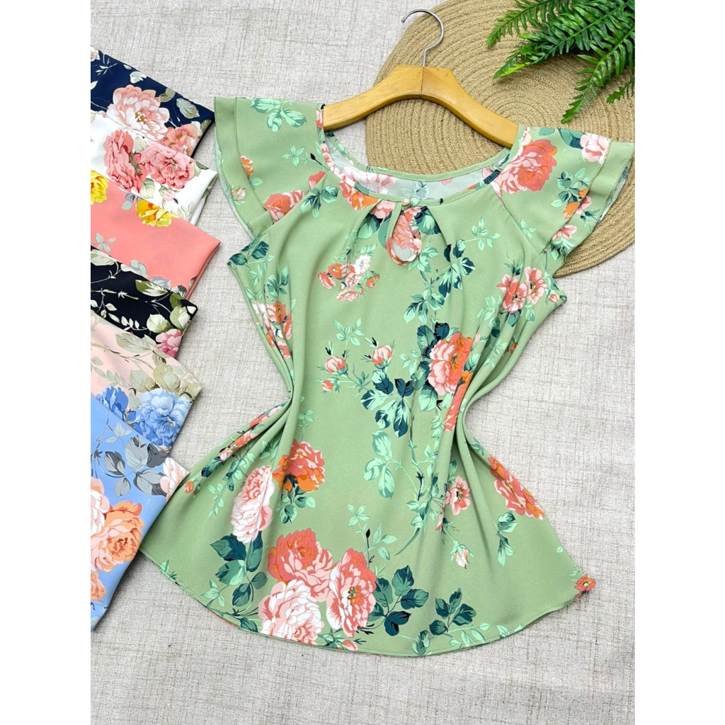 blusa dois manga com botao moda feminina 0218-1 estampada em Oferta na Shopee