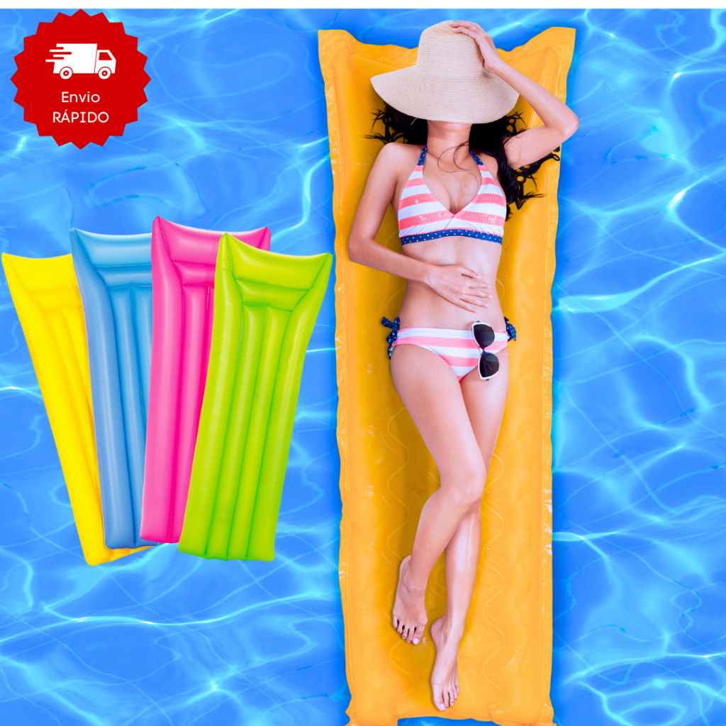 Colchão Boia Bronzeador Inflável Grande 1,83cm x 69cm Liso para Piscina e Praia