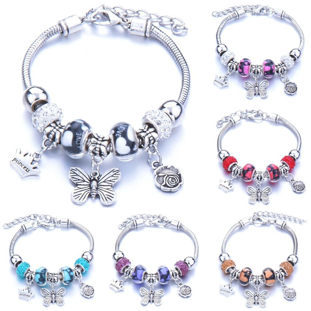 Kit 3 Pulseiras Berloques Prata / Dourada Estilo Feminina Presente (Modelo aleatório) Para infantil