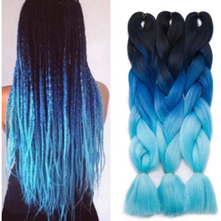 Kanekalon Jumbo H. Lin Tranças Box Braid Twist Cor 3-2 preto azul azul ombre hair 3 cores em Oferta na Shopee