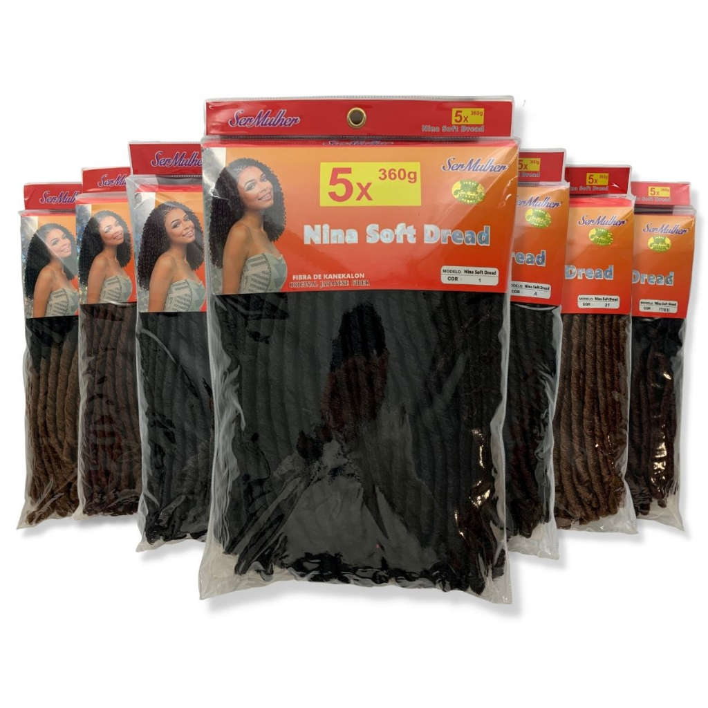 Cabelo Nina Soft Dread Original Pacotão 360g Crochet Braid Cacheado Fibra Japonesa Kanekalon 70 cm