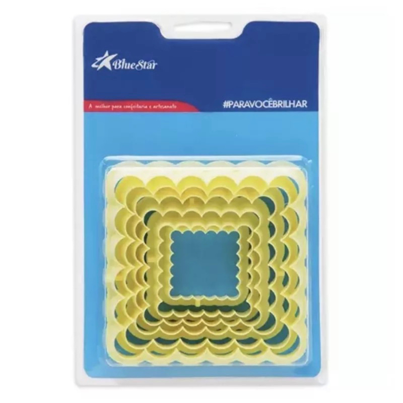 KIT CORTADOR QUADRADO BABADO -6 PEÇAS (BLUE STAR) em Oferta na Shopee