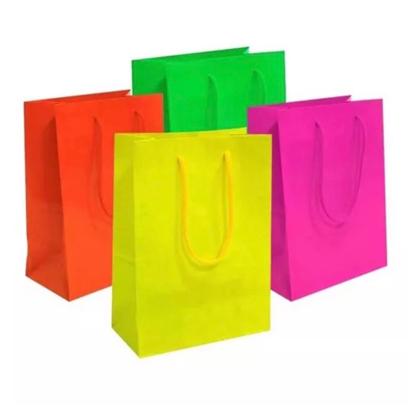 10~40 Sacola Surpresa Tema Festas Cores NEON  23 x 16 x 6 cm - Pct c/10 Unid. OFF// - Stationery