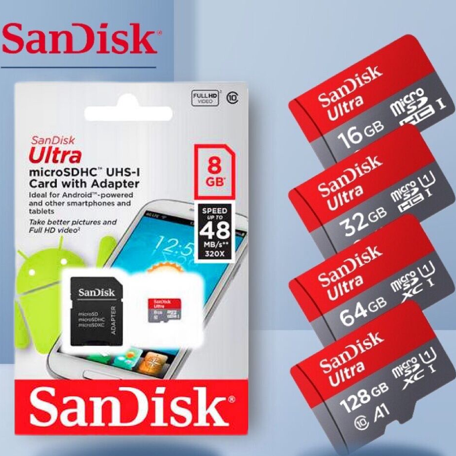 Sandisk Cartão De Memória SD Ultra A1 128G 64G 32G 16G 8G 48M S para celular Microsd Card (Rep)