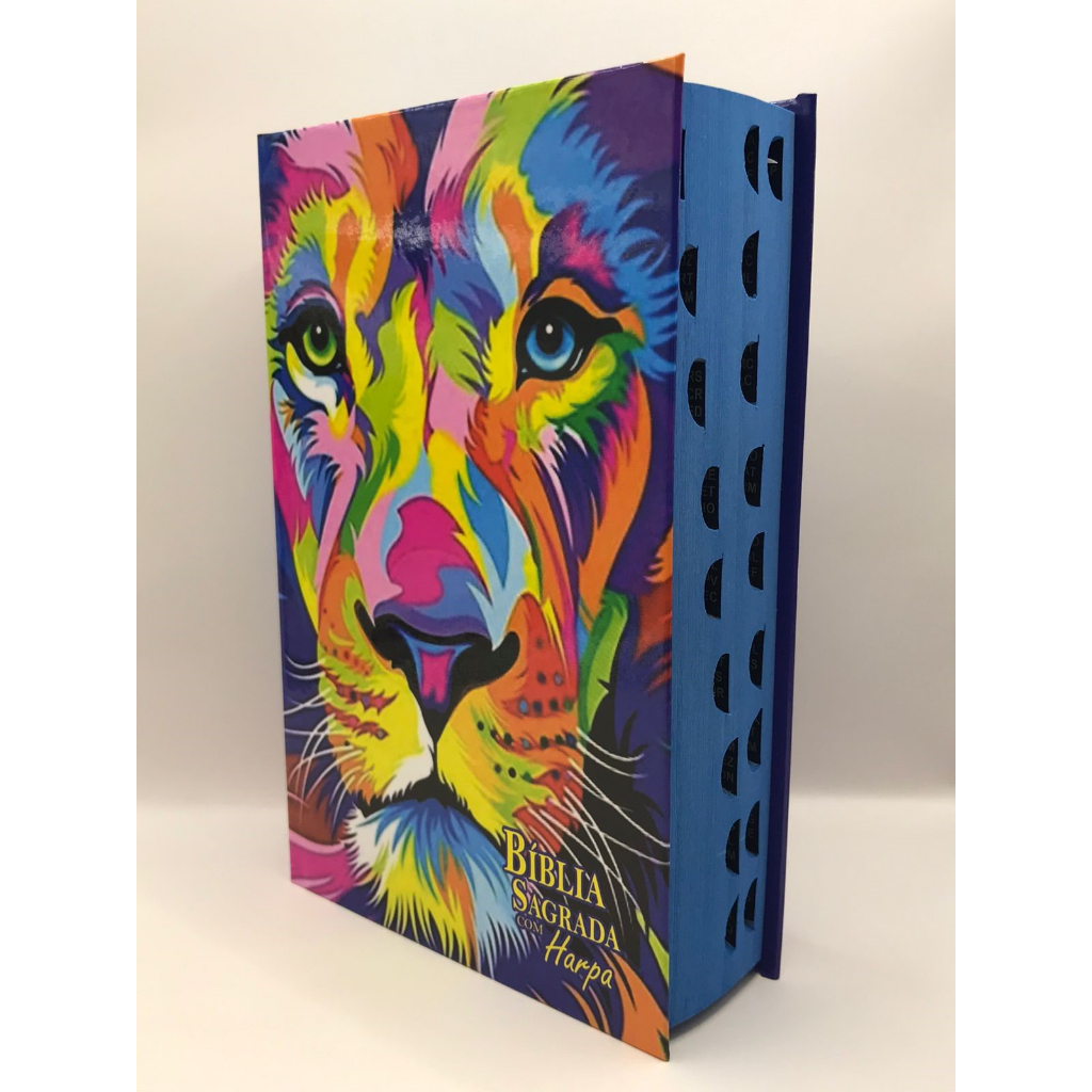 Bíblia Sagrada Tamanho Médio 12,5x19 cm Com Harpa palavras de Jesus em Vermelho Capa Dura Leão Aquarela em Oferta na Shopee