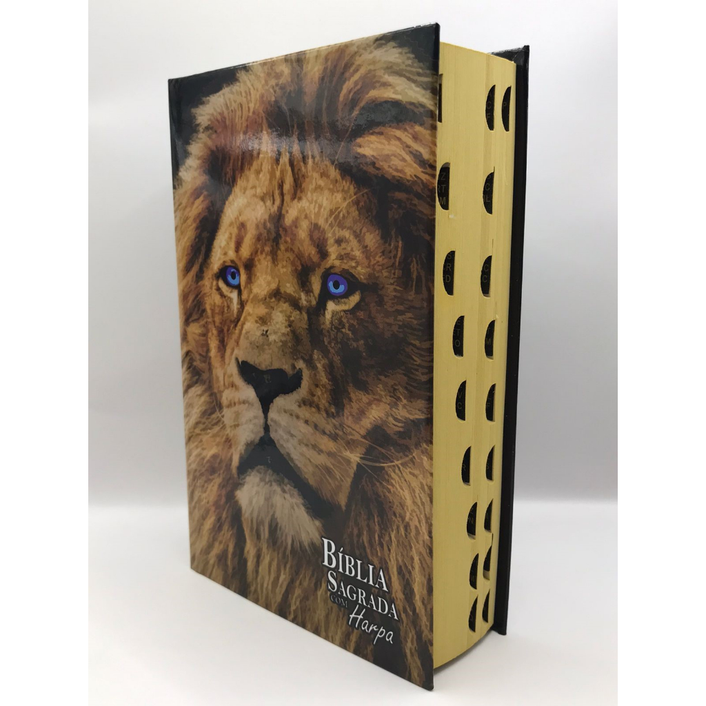 Bíblia Sagrada Tamanho Médio 12,5x19 cm Com Harpa palavras de Jesus em Vermelho Capa Dura Leão Azul em Oferta na Shopee