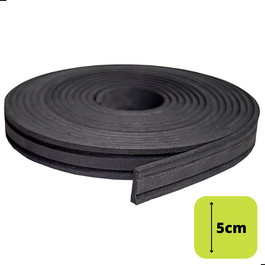 Boiserie Rodapé Autocolante Roda Meio Eva Flexível 5cm 5 Metro Modeo 5c2 Preto
