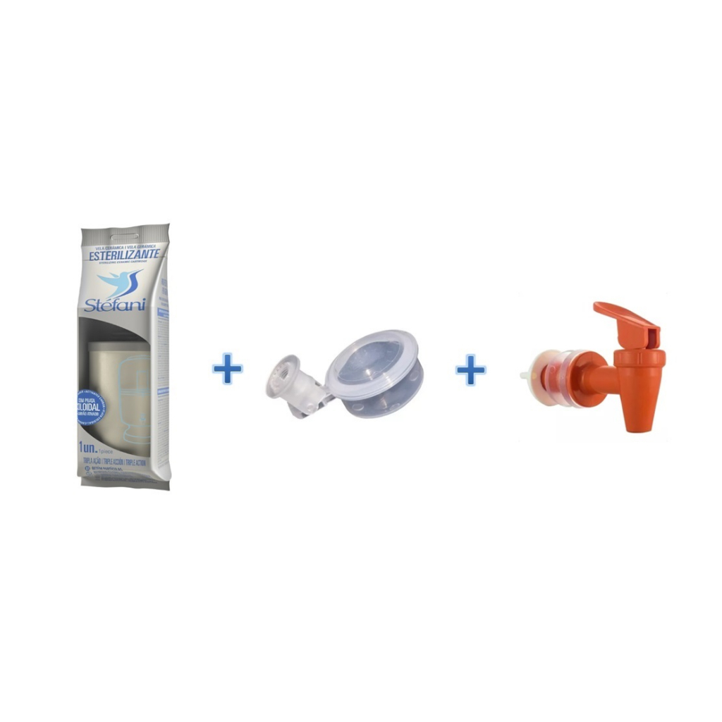 Vela Tripla Ação + Bóia + Torneira Para Filtro De Barro