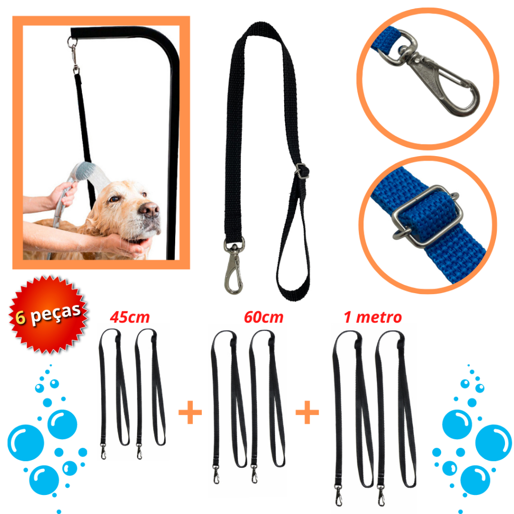 Guia de contenção para banho e tosa kit com 6 unidades cachorro cães pet