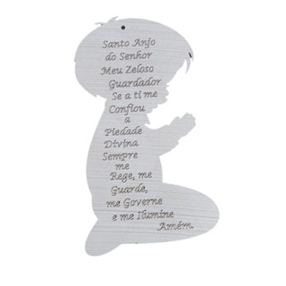10 Santo Anjo Menino Branco com Oração 12x7 cm Lembrancinha MDF