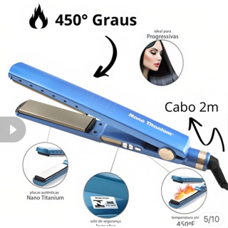 Prancha Chapinha Alisadora Profissional 450°F / 232°C Bivolt AZUL Pronta Entrega Envio Rapido