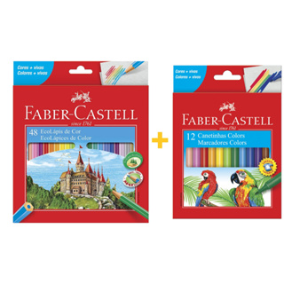 Kit Lápis De Cor Faber Castell 48 Cores + Canetinha Hidrográfica 12 Cores ENVIO RÁPIDO em Oferta na Shopee