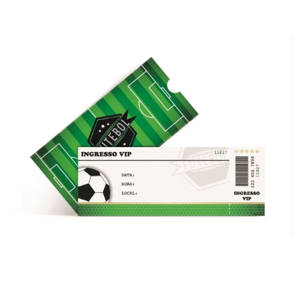 16 Convite Formato ingresso Futebol (2 pacotes de 8 unidades)