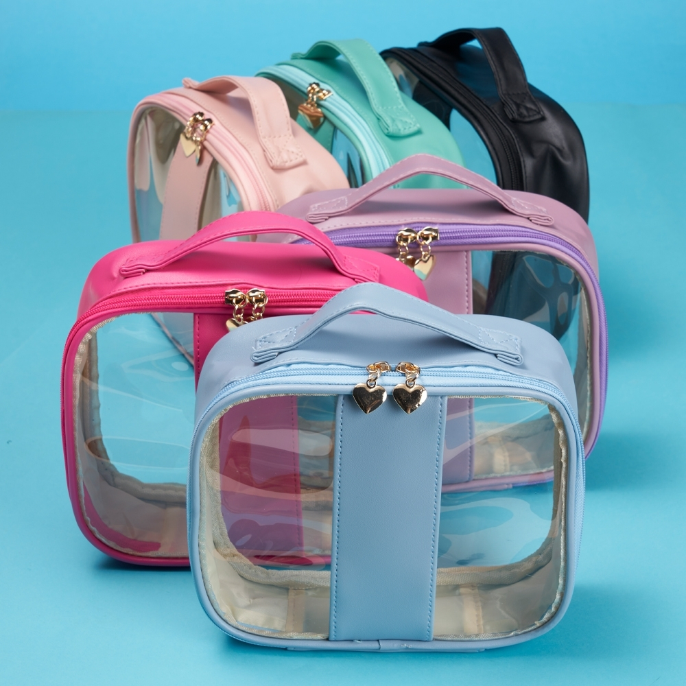 Kit Bolsa Nécessaire Organizadora Maquiagem Viagem Transparente Impermeável