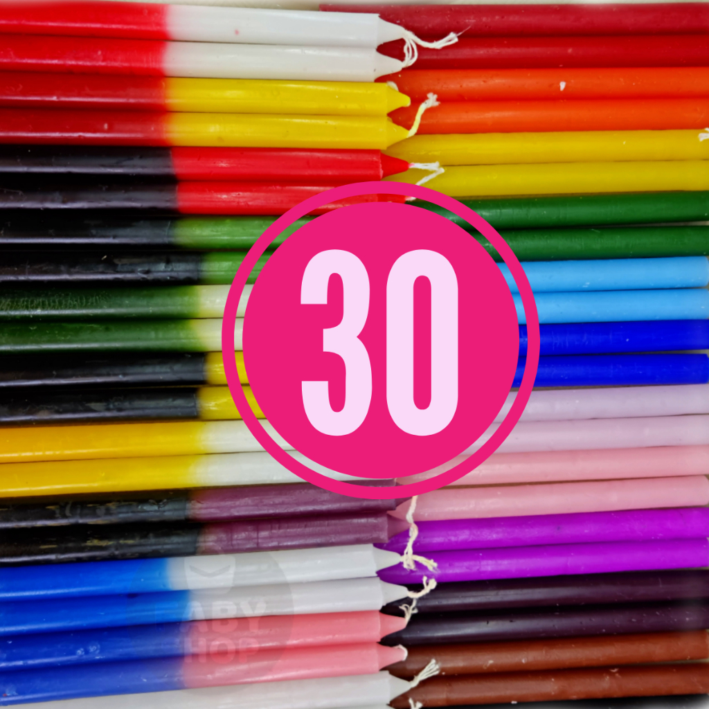 Kit 30 Velas Palito Bicolores e Coloridas 16 Cm - Número 03 em Oferta na Shopee