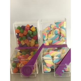 Potes de acrílico para complementos de açaí 10x14x18 c/10 unidades detalhe roxo em Oferta na Shopee