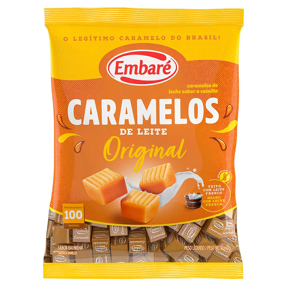 Bala de Caramelo Leite Sabor Baunilha 660g - Embaré