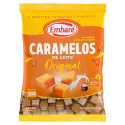 Bala de Caramelo Leite Sabor Baunilha 660g - Embaré Doces Clássicos
