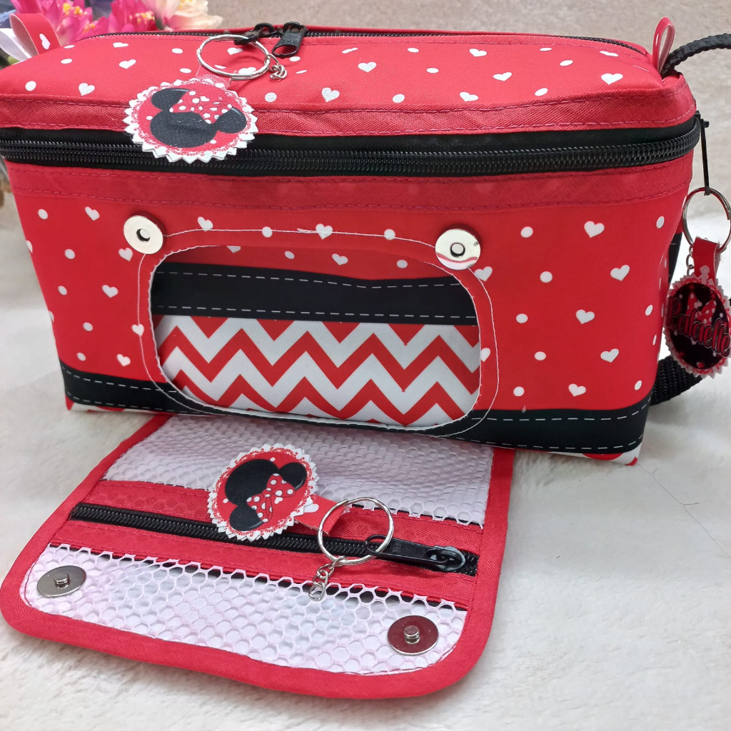 Nécessaire do Bebê - Porta Fraldas e Lenços Umedecidos - Mamãe e Bebê - Minnie Vermelha