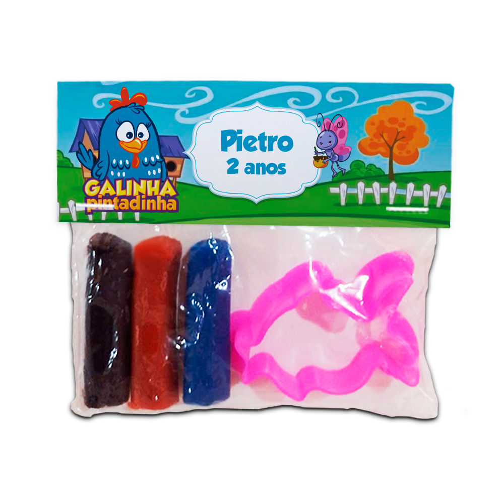 Massinha Com Cortador de Plástico Personalizado Festa Infantil Diversos Temas Galinha Pintadinha