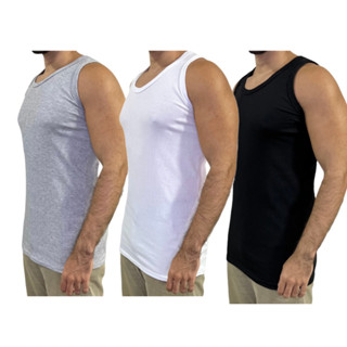 Kit 3 Camisetas Regata Estilo Americano Fechado Canelada