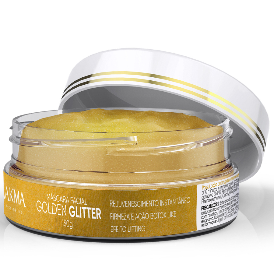 Máscara Ouro Golden Glitter Facial Lakma 150g: Rejuvenescimento, Firmeza e Ação Botox Like