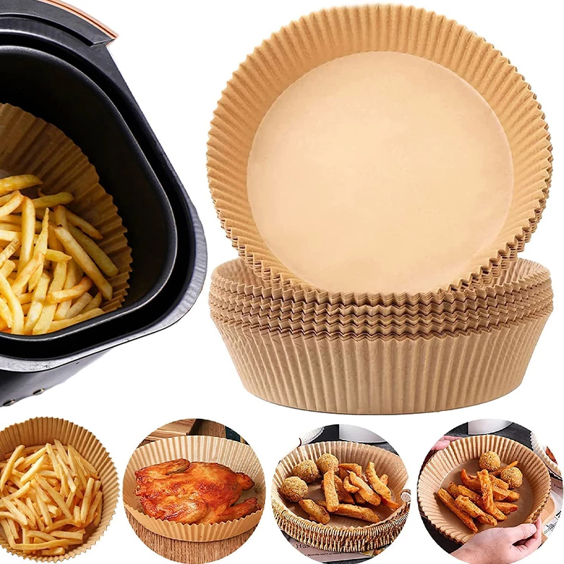 Imagem Papel Descartável Air Fryer Antiaderente Para Cozimento 50 Unidades
