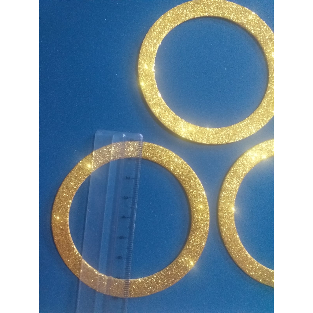 Anel/Moeda Sonic Eva Glitter (emborrachado com brilho) 8 Cm Aplique Ideal para Bolo Fake 20 e 40 Unidades