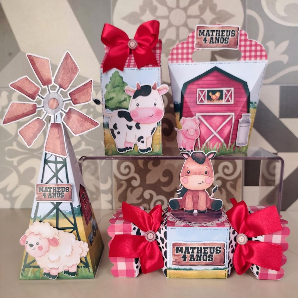 15 Caixinhas Personalizadas Fazendinha | Lembrancinhas | Decoração para Festa | Papelaria Personalizada | Caixas Personalizadas