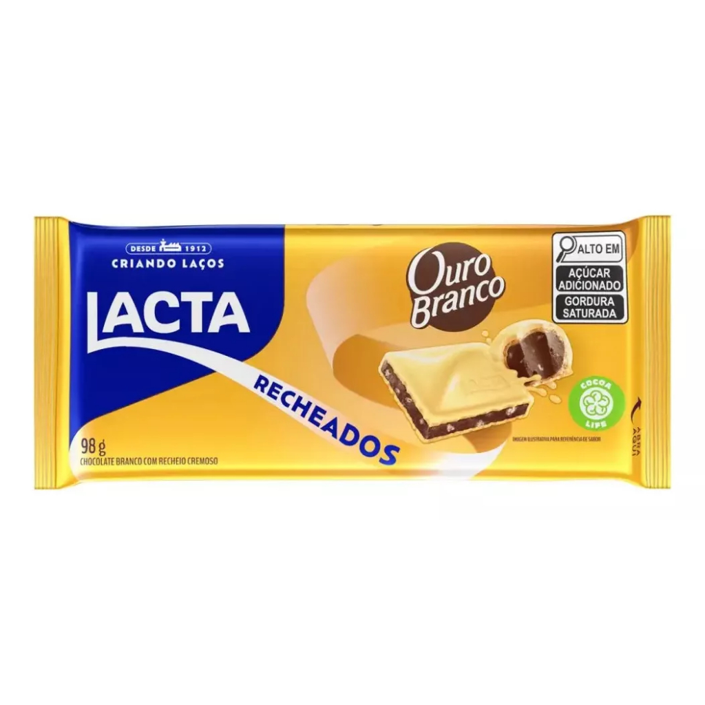 Chocolate Lacta Recheado Ouro Branco 98g
