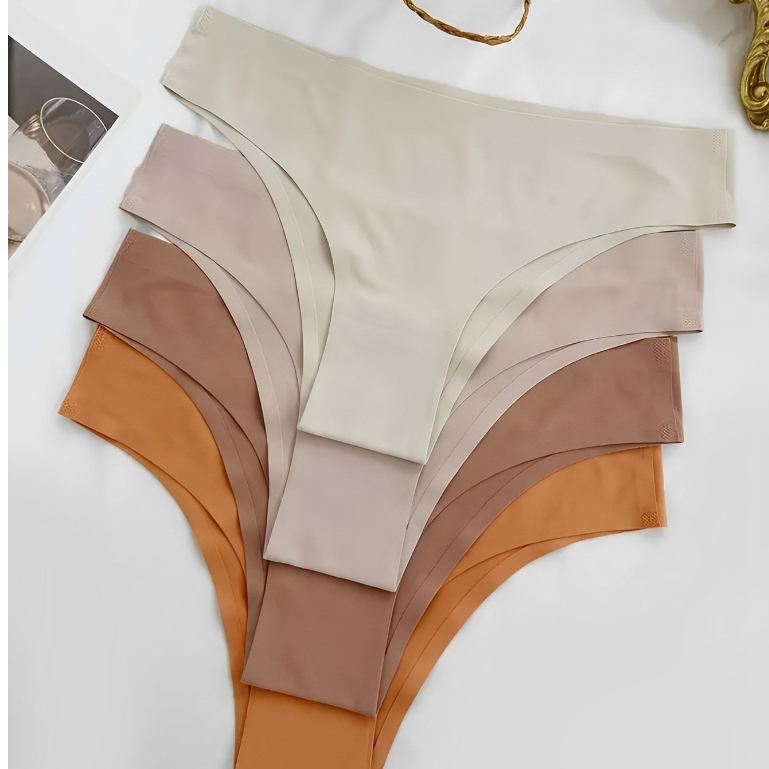 KIT 5 Calcinha Corte a Laser Não Marca Lisa Sem Costura Poliamida Confortável